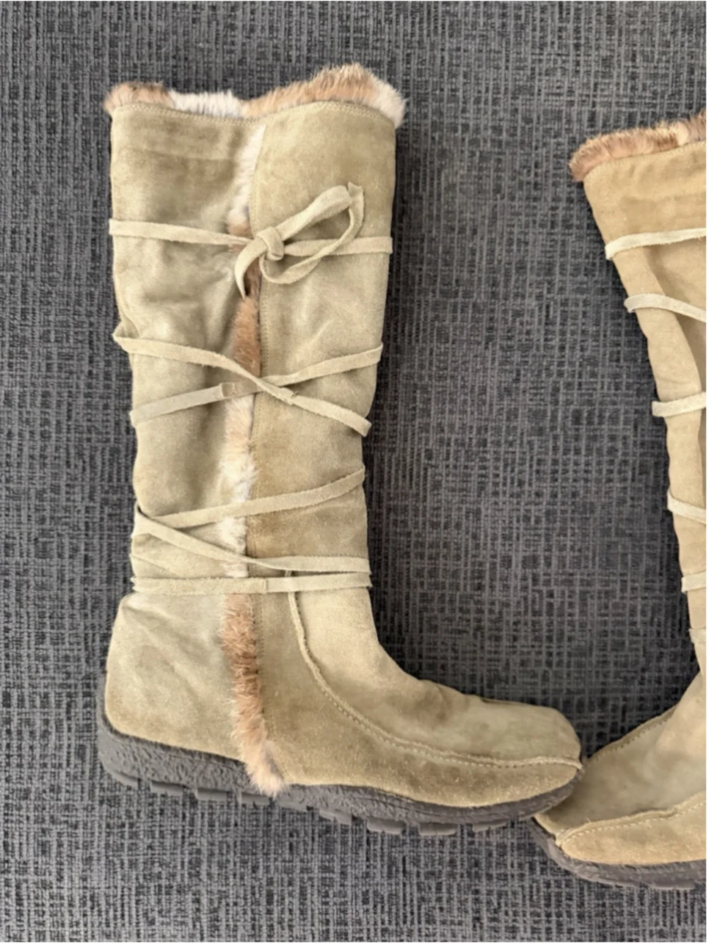 VINTAGE WOMEN’S ELLE FUR LINED SUEDE BOOTS GREEN SIZE 42 EU 11 US MEN’S 9 US
